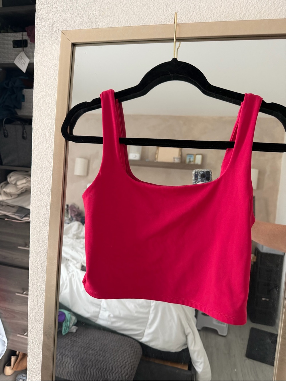 Express Square Neck Crop Tank Top - Fuchsia Pink